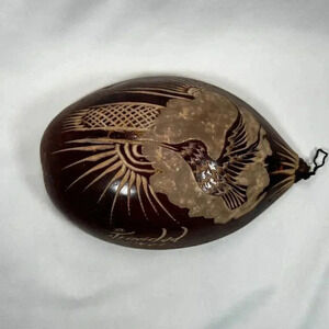 Vintage Trinidad Coconut Hand Carved Wall Art